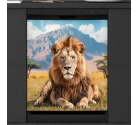 Mexpekil Dishwasher Magnetic Cover, Big Lion on the African Savannah Magnetic Dishwasher Sticker Cover Magnetic Cover for Dishwasher Kitchen Art Decor
