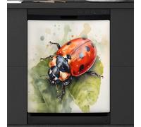 Mexpekil Dishwasher Magnetic Cover, Big Red Ladybug Ink Drawing Magnetic Dishwasher Sticker Cover, 66 X 53 Magnetic Cover for Kitchen Dishwasher Art