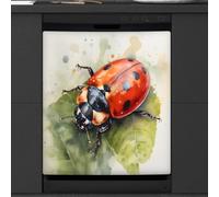 Mexpekil Dishwasher Magnetic Cover, Big Red Ladybug Ink Drawing Magnetic Dishwasher Sticker Cover Magnetic Cover for Dishwasher Kitchen Art Decor