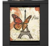 Mexpekil Dishwasher Magnetic Cover, Butterfly Eiffel Tower Letterhead Vintage Style Magnetic Dishwasher Sticker Cover Magnetic Cover for Dishwasher Kitchen Art Decor