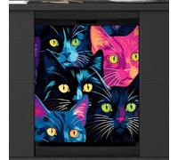 Mexpekil Dishwasher Magnetic Cover, Cat Looking into the Distance Romantic Magnetic Dishwasher Sticker Cover, 66 X 53 Magnetic Cover for Kitchen Dishwasher Art