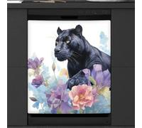Mexpekil Dishwasher Magnetic Cover, Cheetah in Flowers Ink Magnetic Dishwasher Sticker Cover Magnetic Cover for Dishwasher Kitchen Art Decor