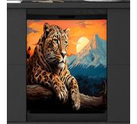 Mexpekil Dishwasher Magnetic Cover, Cheetah Looking into the Distance Magnetic Dishwasher Sticker Cover, 66 X 53 Magnetic Cover for Kitchen Dishwasher Art