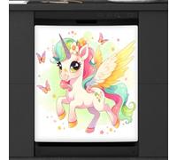 Mexpekil Dishwasher Magnetic Cover, Cute Cartoon Unicorn with Wings Butterfly Magnetic Dishwasher Sticker Cover Magnetic Cover for Dishwasher Kitchen Art Decor