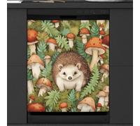 Mexpekil Dishwasher Magnetic Cover, Cute Hedgehog in the Bush Mushroom Magnetic Dishwasher Sticker Cover, 66 X 53 Magnetic Cover for Kitchen Dishwasher Art