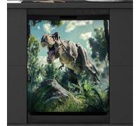 Mexpekil Dishwasher Magnetic Cover, Dinosaurs in the Forest Animal Theme Magnetic Dishwasher Sticker Cover, 66 X 53 Magnetic Cover for Kitchen Dishwasher Art