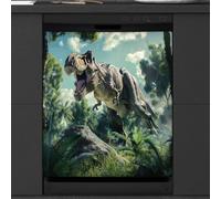 Mexpekil Dishwasher Magnetic Cover, Dinosaurs in the Forest Animal Theme Magnetic Dishwasher Sticker Cover Magnetic Cover for Dishwasher Kitchen Art Decor