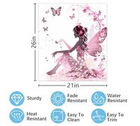 Mexpekil Dishwasher Magnetic Cover, Elf Girl in a Bush of Flowers Butterfly Beauty Daisy Magnetic Dishwasher Sticker Cover, 66 X 53 Magnetic Cover for Kitchen Dishwasher Art