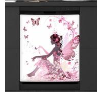 Mexpekil Dishwasher Magnetic Cover, Elf Girl in a Bush of Flowers Butterfly Beauty Daisy Magnetic Dishwasher Sticker Cover Magnetic Cover for Dishwasher Kitchen Art Decor