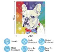 Mexpekil Dishwasher Magnetic Cover, French Bulldog with Colorful Bow Dogs Animals Magnetic Dishwasher Sticker Cover, 66 X 53 Magnetic Cover for Kitchen Dishwasher Art