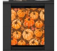 Mexpekil Dishwasher Magnetic Cover, Golden Pumpkin Maple Leaves Autumn Thanksgiving Magnetic Dishwasher Sticker Cover Magnetic Cover for Dishwasher Kitchen Art Decor