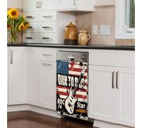 Mexpekil Dishwasher Magnetic Cover, Guitar American Flag Patriotism Magnetic Dishwasher Sticker Cover, 66 X 53 Magnetic Cover for Kitchen Dishwasher Art
