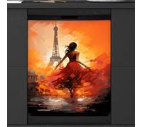 Mexpekil Dishwasher Magnetic Cover, Paris Eiffel Tower Pink Skirt Beauty Magnetic Dishwasher Sticker Cover, 66 X 53 Magnetic Cover for Kitchen Dishwasher Art