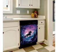 Mexpekil Dishwasher Magnetic Cover, Pegasus in the Sky Cartoon Creative Design Magnetic Dishwasher Sticker Cover, 66 X 53 Magnetic Cover for Kitchen Dishwasher Art