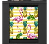 Mexpekil Dishwasher Magnetic Cover, Pink Flamingo Pineapple Fresh style Magnetic Dishwasher Sticker Cover Magnetic Cover for Dishwasher Kitchen Art Decor
