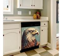 Mexpekil Dishwasher Magnetic Cover, Retro Style Eagle Magnetic Dishwasher Sticker Cover, 66 X 53 Magnetic Cover for Kitchen Dishwasher Art