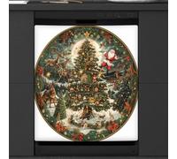 Mexpekil Dishwasher Magnetic Cover, Santa's Festive Wonderland Magnetic Dishwasher Sticker Cover Magnetic Cover for Dishwasher Kitchen Art Decor