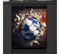 Mexpekil Dishwasher Magnetic Cover, Soccer Ball Smashing the Wall Magnetic Dishwasher Sticker Cover, 66 X 53 Magnetic Cover for Kitchen Dishwasher Art
