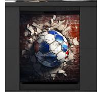 Mexpekil Dishwasher Magnetic Cover, Soccer Ball Smashing the Wall Magnetic Dishwasher Sticker Cover Magnetic Cover for Dishwasher Kitchen Art Decor