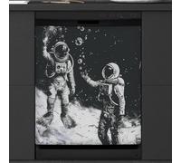 Mexpekil Dishwasher Magnetic Cover, Spacewalking Astronaut Partner Magnetic Dishwasher Sticker Cover, 66 X 53 Magnetic Cover for Kitchen Dishwasher Art