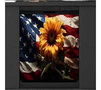 Mexpekil Dishwasher Magnetic Cover, Sunflower American Flag Patriotism Magnetic Dishwasher Sticker Cover Magnetic Cover for Dishwasher Kitchen Art Decor
