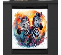 Mexpekil Dishwasher Magnetic Cover, Three zebras under the grassland watercolor Magnetic Dishwasher Sticker Cover Magnetic Cover for Dishwasher Kitchen Art Decor