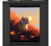 Mexpekil Dishwasher Magnetic Cover, Tiger Looking into the Distance Sunset Watercolor Magnetic Dishwasher Sticker Cover Magnetic Cover for Dishwasher Kitchen Art Decor