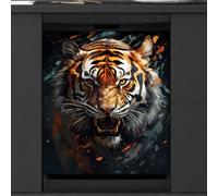 Mexpekil Dishwasher Magnetic Cover, Tiger Walking from Far Away Realistic Animal Theme Magnetic Dishwasher Sticker Cover, 66 X 53 Magnetic Cover for Kitchen Dishwasher Art