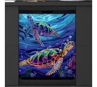 Mexpekil Dishwasher Magnetic Cover, Two Turtles in the Ocean Magnetic Dishwasher Sticker Cover Magnetic Cover for Dishwasher Kitchen Art Decor