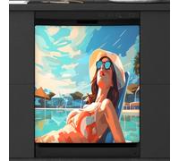 Mexpekil Dishwasher Magnetic Cover, Vacation Beauty Watercolor Painting Summer Magnetic Dishwasher Sticker Cover Magnetic Cover for Dishwasher Kitchen Art Decor