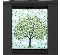 Mexpekil Dishwasher Magnetic Cover, Vibrant Happy Tree Green Spring Magnetic Dishwasher Sticker Cover Magnetic Cover for Dishwasher Kitchen Art Decor