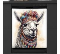 Mexpekil Dishwasher Magnetic Cover, Watercolor Bohemian Alpaca Animal Magnetic Dishwasher Sticker Cover, 66 X 53 Magnetic Cover for Kitchen Dishwasher Art