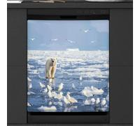 Mexpekil Dishwasher Magnetic Cover, White Bear in the Arctic Ocean White Bird Magnetic Dishwasher Sticker Cover Magnetic Cover for Dishwasher Kitchen Art Decor