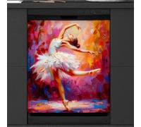 Mexpekil Dishwasher Magnetic Cover, White Swan Skirt Ballerina Oil Painting Magnetic Dishwasher Sticker Cover Magnetic Cover for Dishwasher Kitchen Art Decor