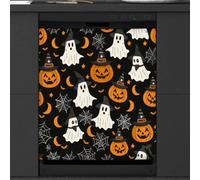 Mexpekil Dishwasher Magnetic Cover, Witch Hat Ghost Pumpkin Spider Web Moon Halloween Magnetic Dishwasher Sticker Cover Magnetic Cover for Dishwasher Kitchen Art Decor
