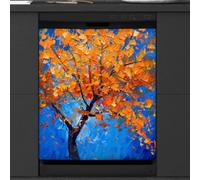 Mexpekil Dishwasher Magnetic Cover, Yellow Tree Falling Leaves Autumn Magnetic Dishwasher Sticker Cover, 66 X 53 Magnetic Cover for Kitchen Dishwasher Art