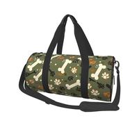 Mexpekil Dog Bones Paw Foldable Gym Bag Carry On Travel Duffle Bags Waterproof Woman Men Hand Luggage Bag Large Weekend Overnight Bags for Sports Dance with Removable Strap