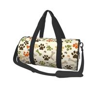Mexpekil Dog Paw Prints Bones Foldable Gym Bag Carry On Travel Duffle Bags Waterproof Woman Men Hand Luggage Bag Large Weekend Overnight Bags for Sports Dance with Removable Strap