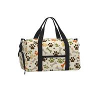 Mexpekil Dog Paw Prints Bones Gym Bag with Shoe Compartment Waterproof Duffel Bag Large Overnight Weekend Bags Travel Holdall for Women Men Teens