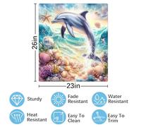 Mexpekil Dolphin Pearlstarfish Seashells Dishwasher Magnet Cover 21x26Inch Decorative Dish Washer Sticker for Front Door Waterproof Kitchen Appliance Panel Magnetic Decal