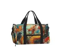 Mexpekil Dragon Golden Cloud Gym Bag with Shoe Compartment Waterproof Duffel Bag Large Overnight Weekend Bags Travel Holdall for Women Men Teens