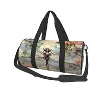 Mexpekil Dragonfly Flowers Word Foldable Gym Bag Carry On Travel Duffle Bags Waterproof Woman Men Hand Luggage Bag Large Weekend Overnight Bags for Sports Dance with Removable Strap