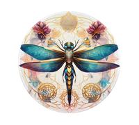 Mexpekil Dragonfly Magic Mouse Pad with Non-Slip Rubber Base Gaming Mouse Mat Small Round Mousepad with Stitched Edg Desk Accessories for Working Gaming 8 Inch