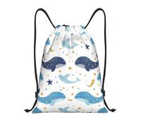 Mexpekil Drawstring Gym Bag for Men/Women,Cartoon Sea Animals Dolphins Ocean Theme Draw String Back Bag Sports Gym Beach Swim Backpack