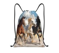 Mexpekil Drawstring Gym Bag for Men/Women,Masculine Stallion Horses Run In Farm Field Draw String Back Bag Sports Gym Beach Swim Backpack
