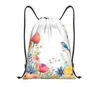Mexpekil Drawstring Gym Bag for Men/Women,Watercolor Flowers Draw String Back Bag Sports Gym Beach Swim Backpack
