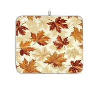 Mexpekil Drying Mat for Kitchen Counter, 16"x18" Absorbent Draining Mat with Non-Slip Backing, Quick-Dry Dish Mats Drying Pad for Sink, Coffee Bar, Brown Gold Maple Leaf
