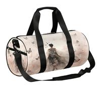 Mexpekil Duffel Bag with Shoe Compartment, Waterproof Beautiful Woman Turning Away from a Butterfly Bush Watercolor Travel Backpack for Fitness Gym Weekend Trips