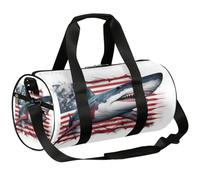 Mexpekil Duffel Bag with Shoe Compartment, Waterproof Big Shark American Flag Patriotism Travel Backpack for Fitness Gym Weekend Trips
