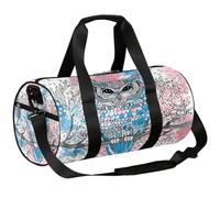 Mexpekil Duffel Bag with Shoe Compartment, Waterproof Blue Owl Watercolor Travel Backpack for Fitness Gym Weekend Trips